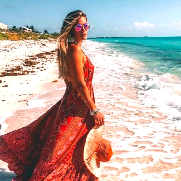 Karma Highway Beautiful Silky Bohemian Maxi Dress OS NWT - Picture 5 of 9